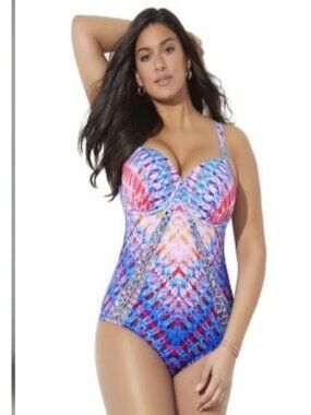 Swimsuits for All Macrame Underwire One Piece Swimsuit 14